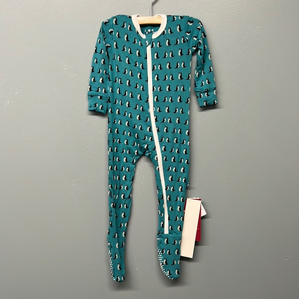 Khaki pants, Footie with zipper baby penguin
